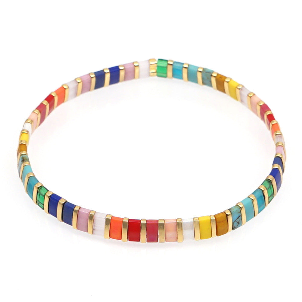 Wholesale Bohemian Rainbow Daisy Glass Bracelet