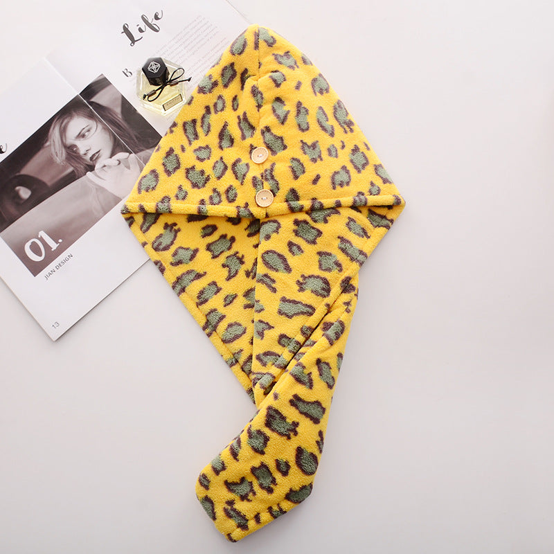 Wholesale Coral Velvet Leopard Print Dry Hair Cap