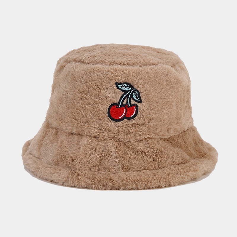 Wholesale Winter Cherry Bucket Hat Plush Hat