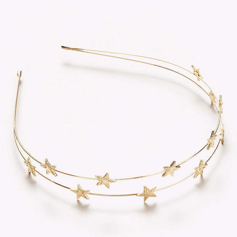 Wholesale Five-point Star Double-layer Metal Hair Bandc