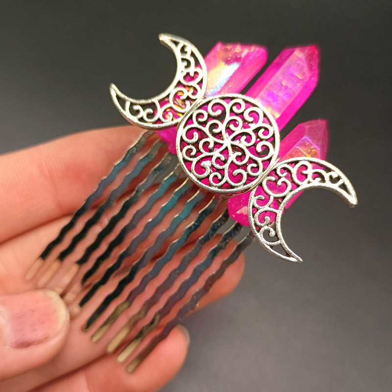 Wholesale Natural Crystal Hair Comb Metal Hair Clips