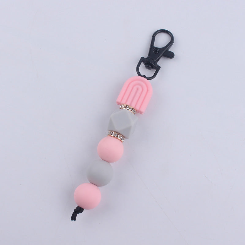 Llavero con cuentas de silicona arcoiris al por mayor