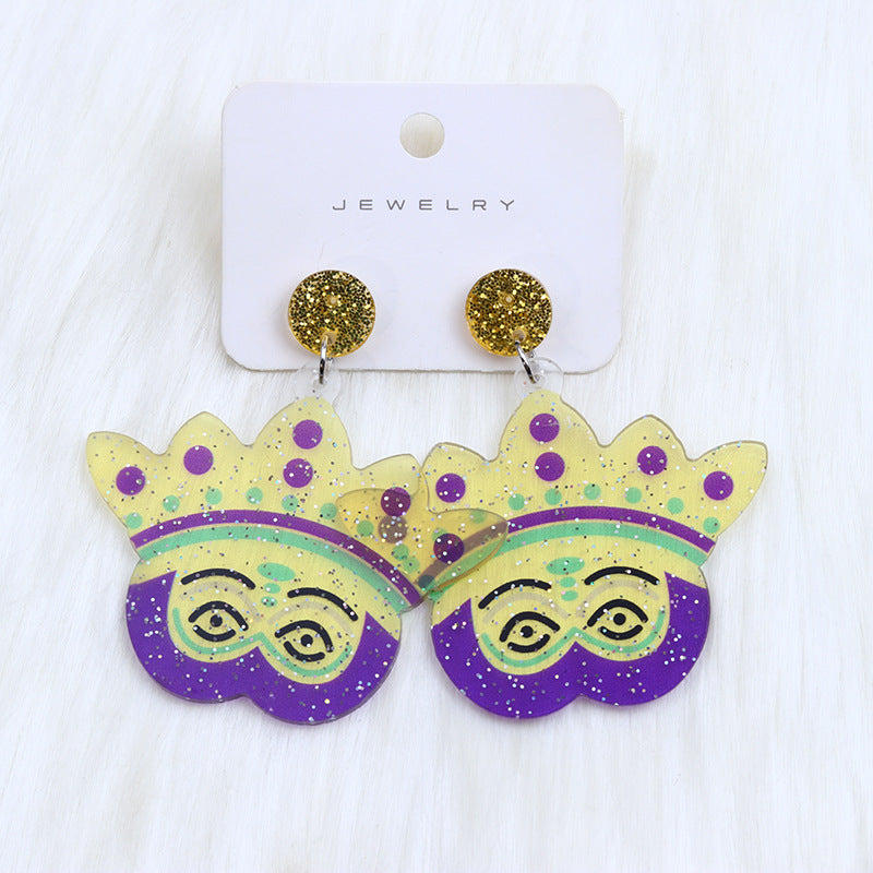 Wholesale Mardi Gras Water-saving Drop Shaped Minimalist Acrylic Earrings