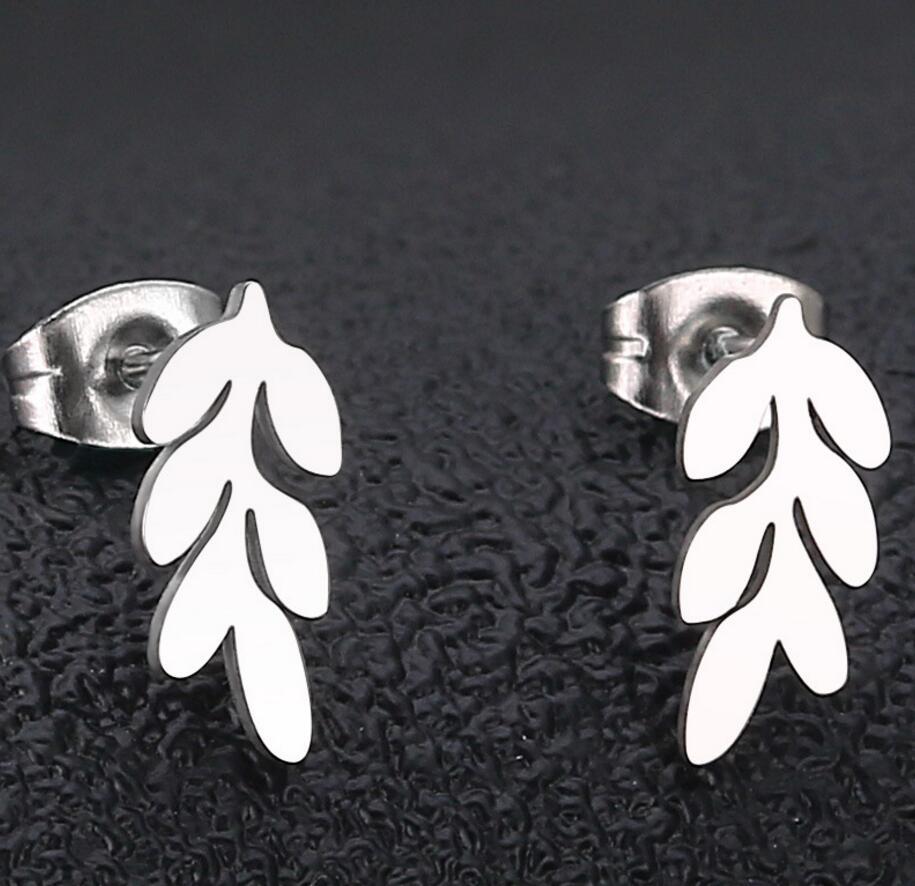 Wholesale Tree Leaf Stainless Steel Ear Studs