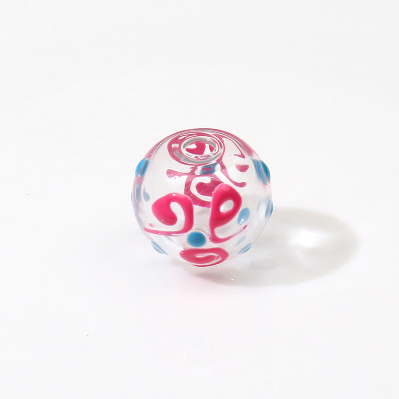 Accesorios de joyería de vidrio hueco pintado a mano al por mayor cuentas