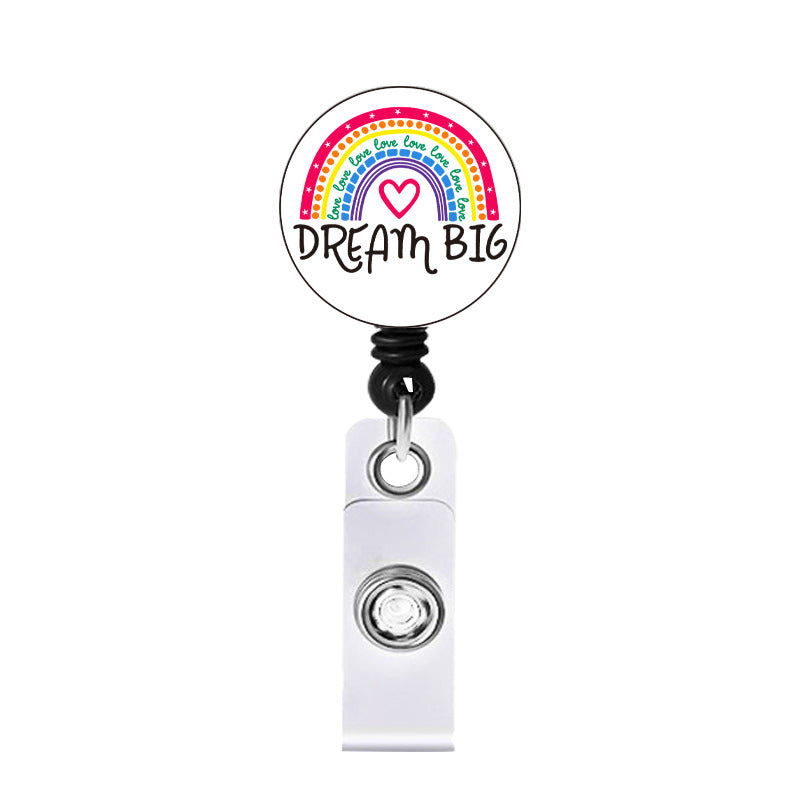 Wholesale Badge Reels Acrylic Rainbow Mental Health Retractable Keychain