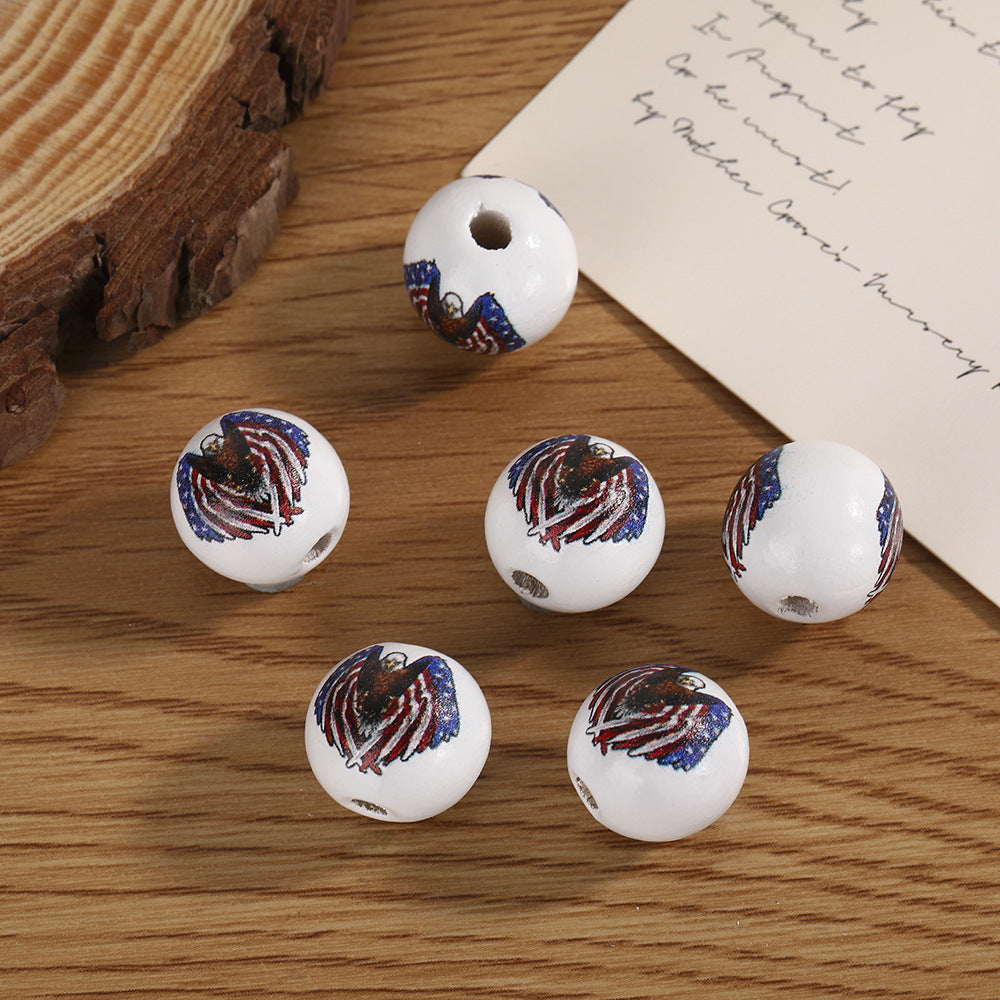 Cuentas al por mayor de 500 piezas de 16 mm American Flag Hewood