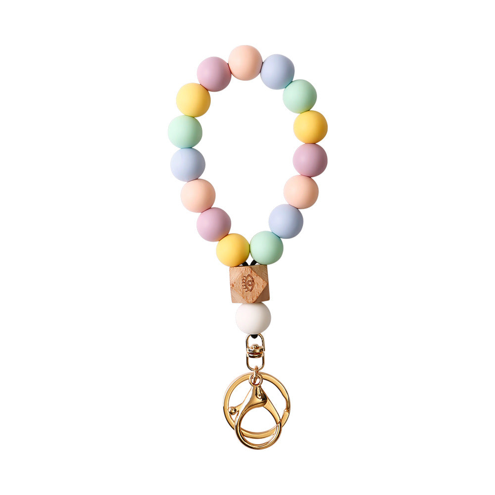Wholesale Color Silicone Beaded Wristlet Keychain