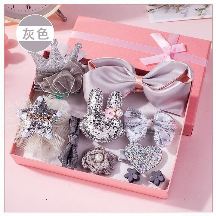 Wholesale Children's Gift Box Set of Ten Cloth Hair Clips
