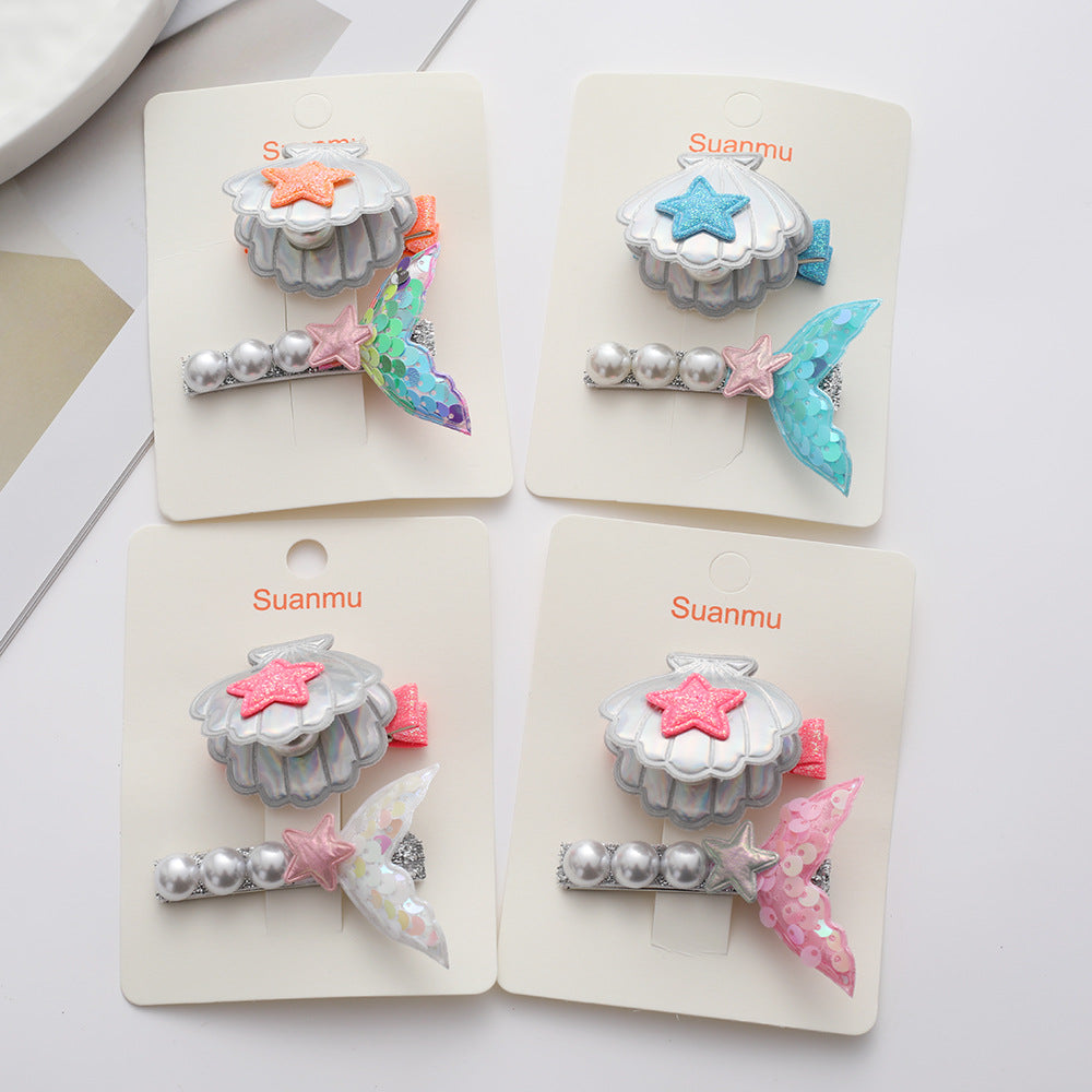 Wholesale Seashell Pearl Fabric Hair Clips