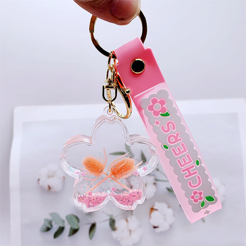 Comercio al por mayor acrílico aceitado flor de cerezo llavero creativo