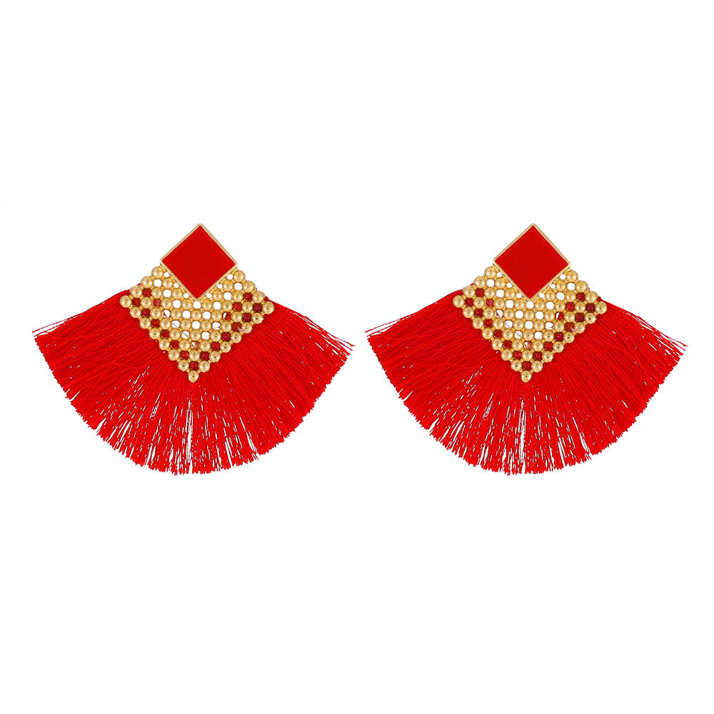 Wholesale Bohemian Multicolor Tassel Alloy Earrings