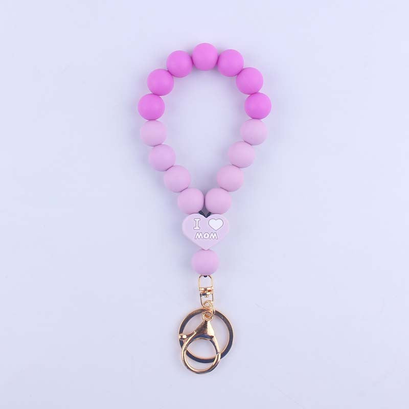 Wholesale DAD MOM Silicone Beaded Wrist Keychain