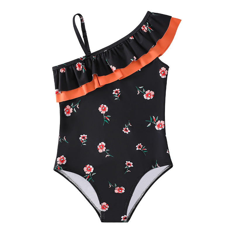 Wholesale Kids One Piece Ruffle Polyester Swimwear
