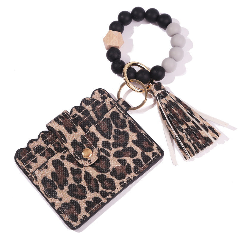 Wholesale Tassel Card Bag Silicone Beaded Wrist Key Chain