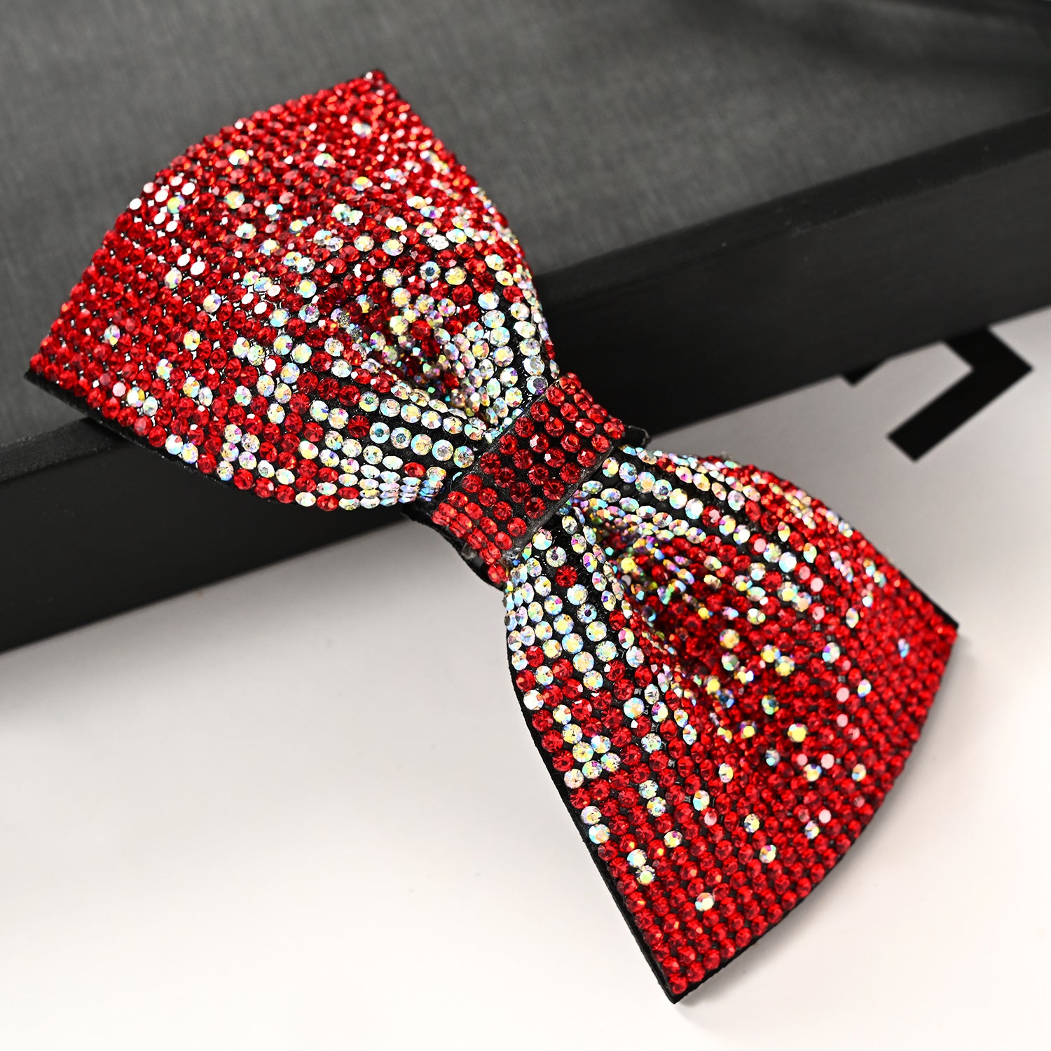Wholesale 2023 Red Full Diamond Bow Spring Clip Hairpin