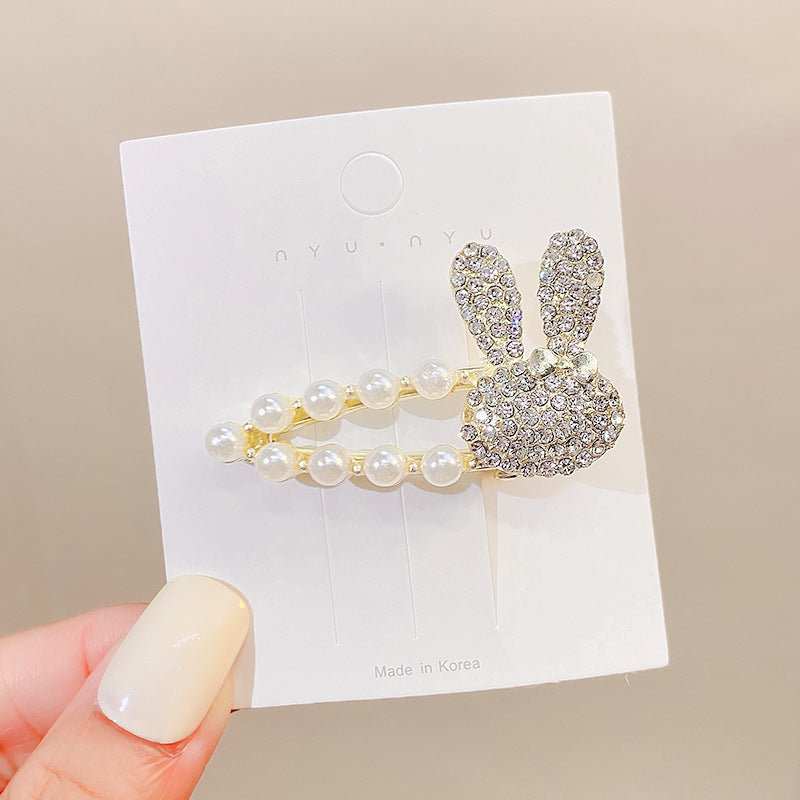 Wholesale Rhinestone Heart Bunny Metal Hair Clips