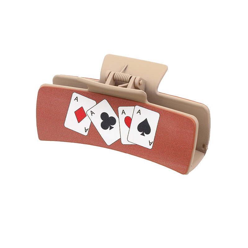 Wholesale Western Style MAMA Playing Cards HOWDY Leather Hair Clip