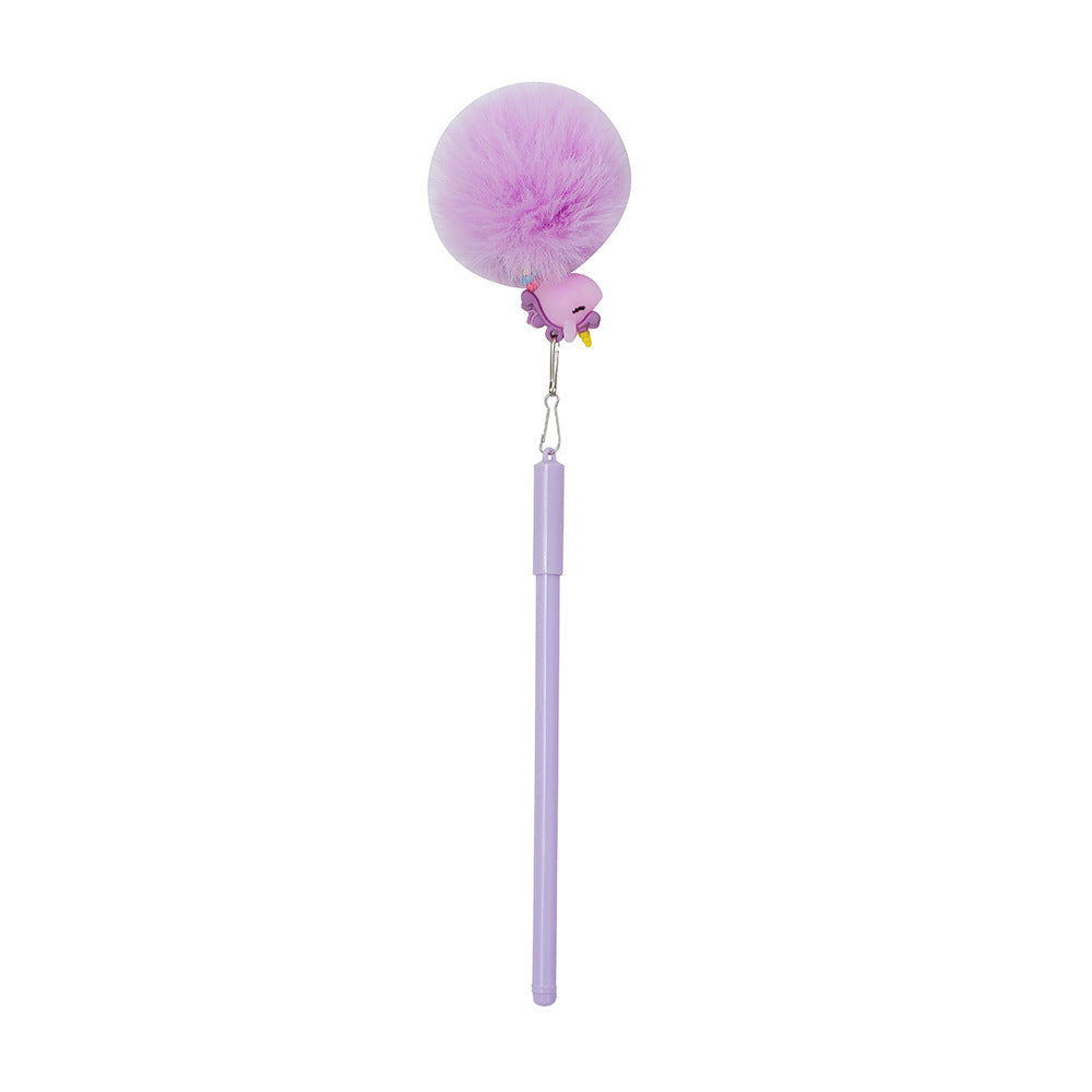 Wholesale Plastic Cartoon Unicorn Fur Ball Ballpoint Pen