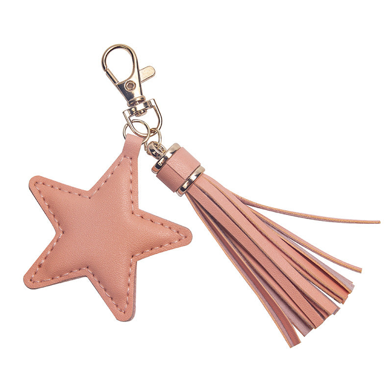 Wholesale Pu Pentagram Tassel New Key Chain