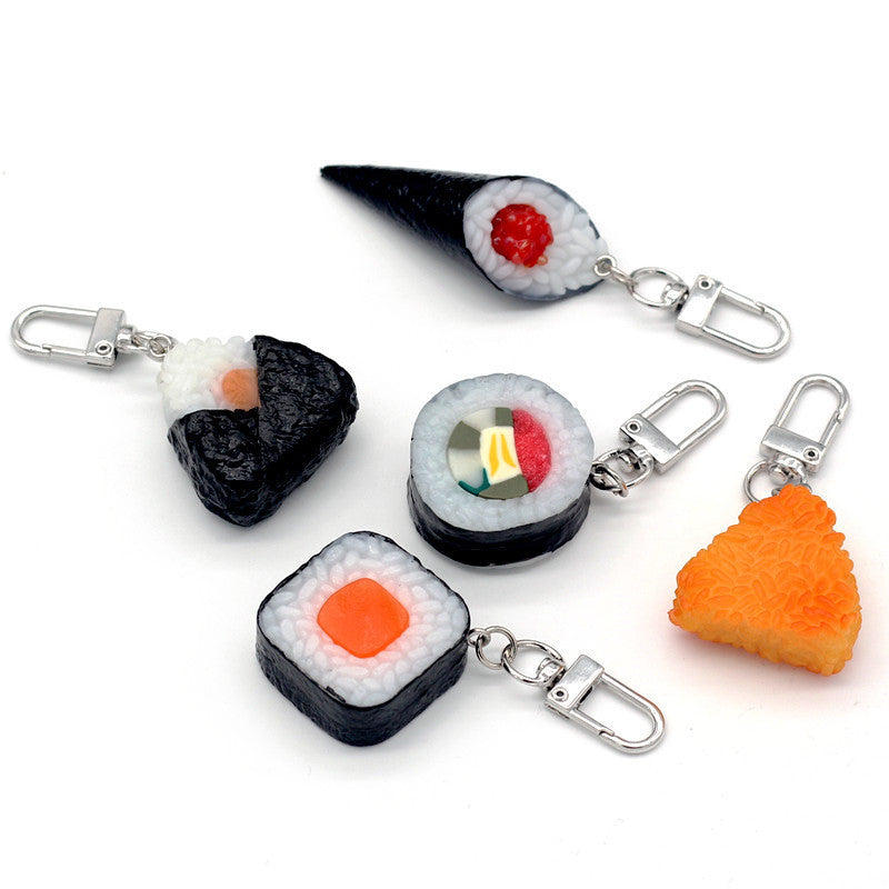 Wholesale PVC Simulation Food Japanese Salmon Sushi Keychain