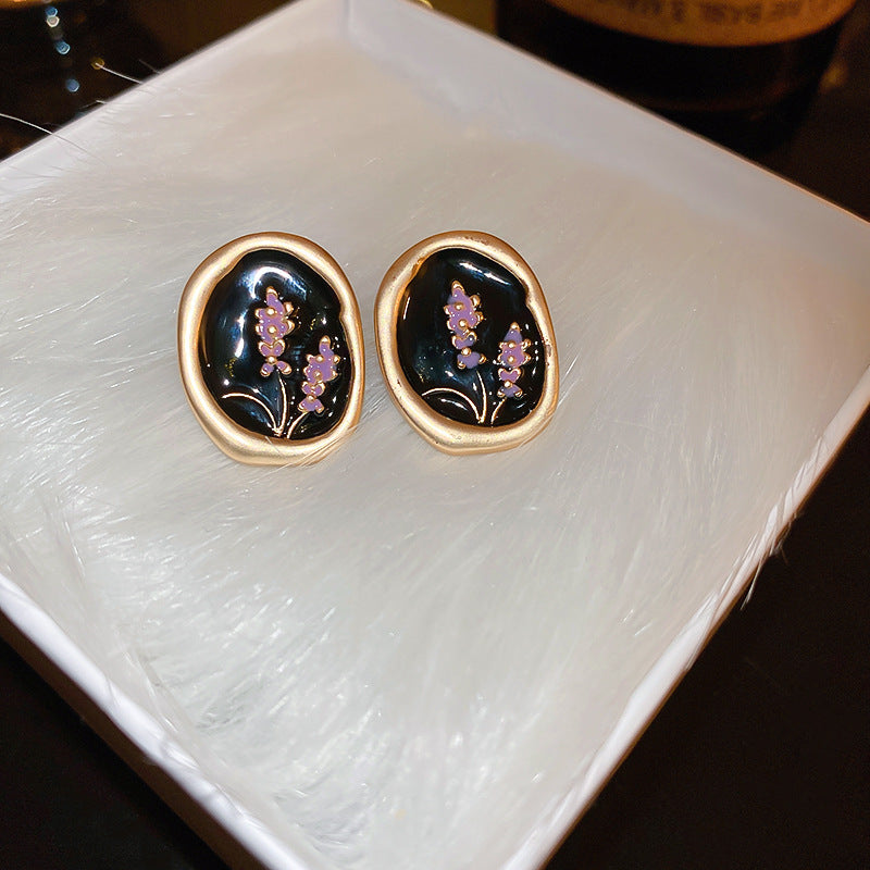 Wholesale Silver Pin Drip Flower Circle Vintage Earrings Metal