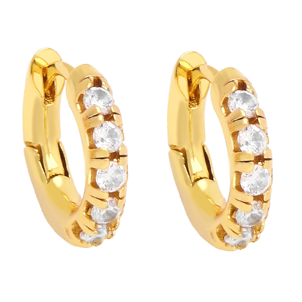 Wholesale Single Row Diamond Color Zircon Copper Ear Studs