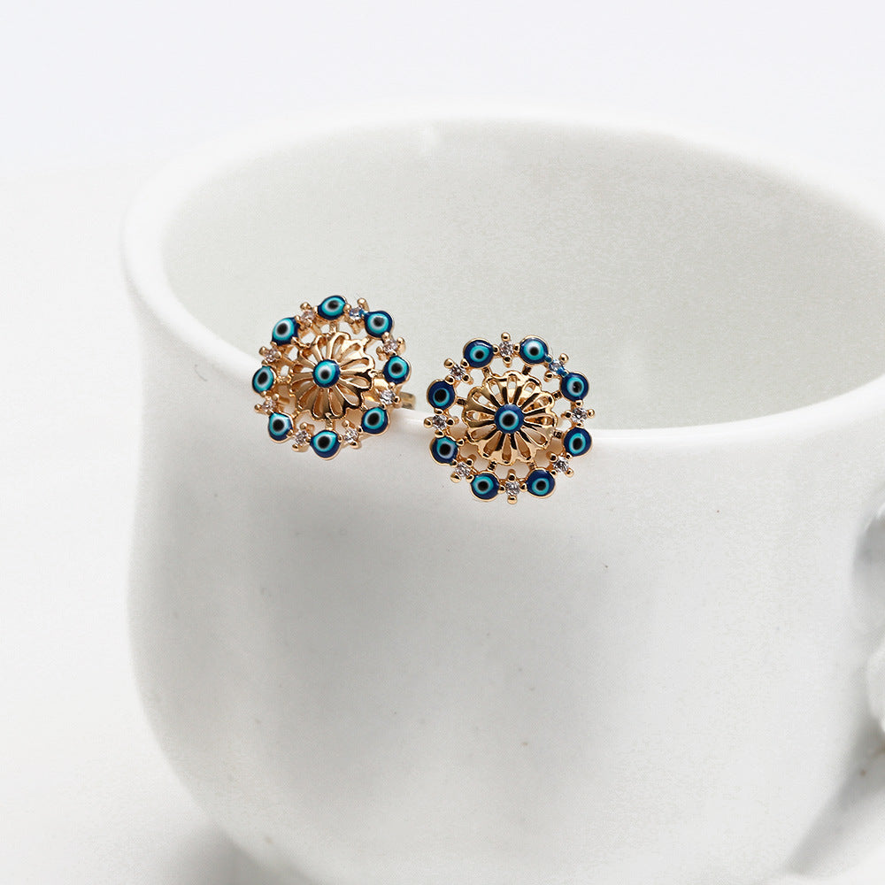 Pendientes De Cobre De Ojo De Diablo Chapado En Oro al por mayor