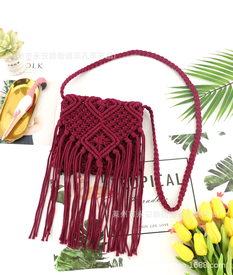 Bolsas de borla tejida de hilo de algodón al por mayor de algodón