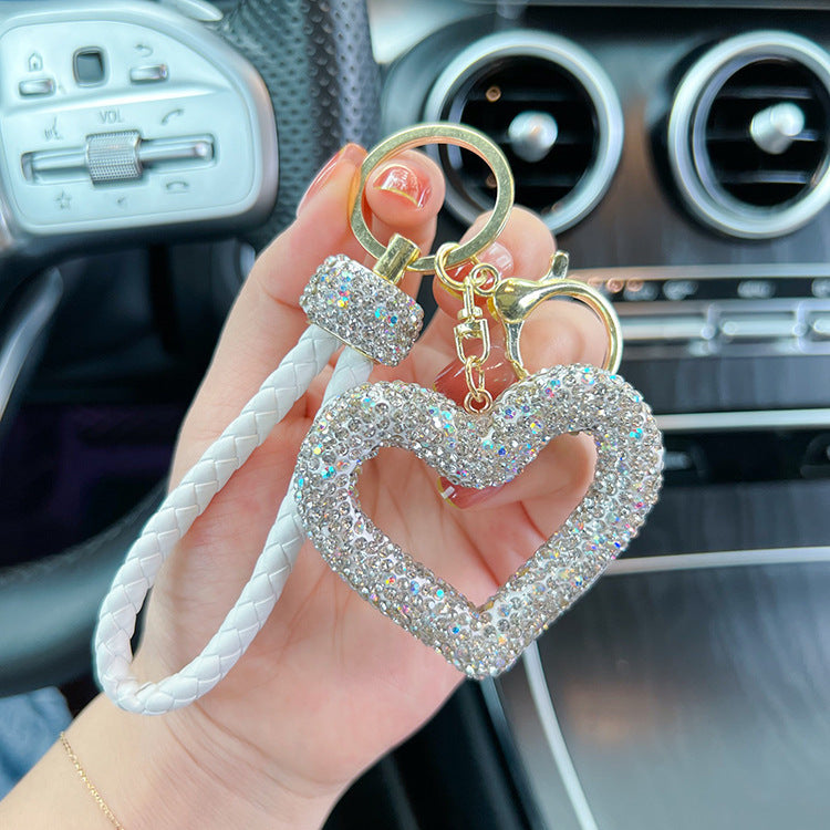 Venta al por mayor Hollow Clay Full Diamond Love Key Chain