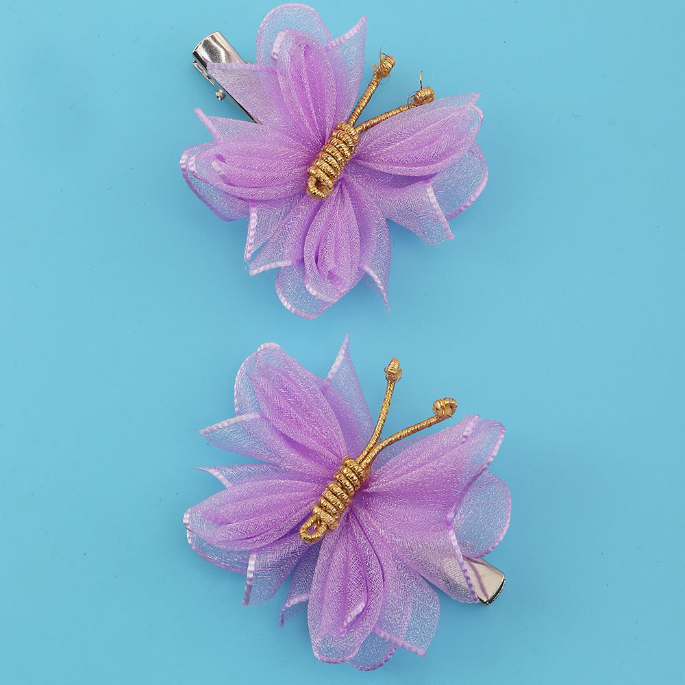 Wholesale Kids Mesh Butterfly Fabric Hair Clips Baby Supplies