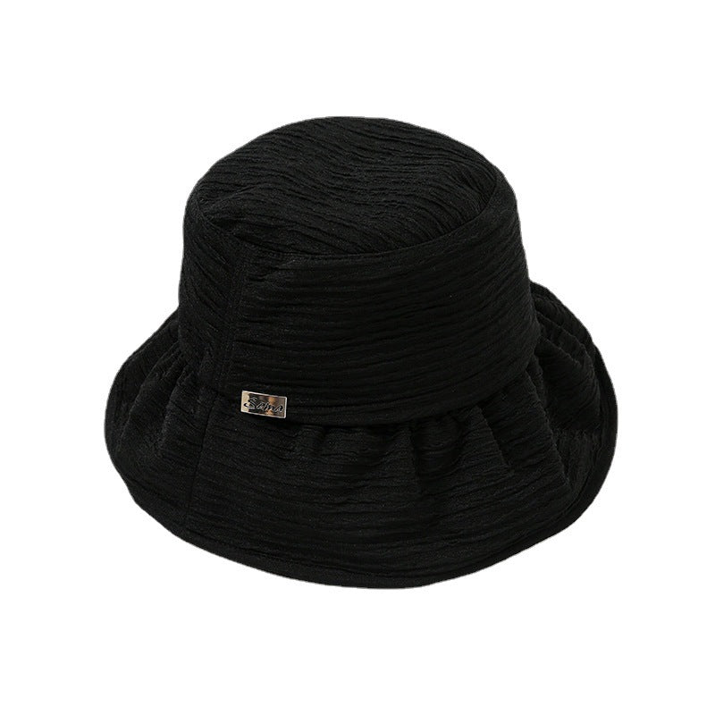 Wholesale Polyester Solid Color Pleated Bucket Hat