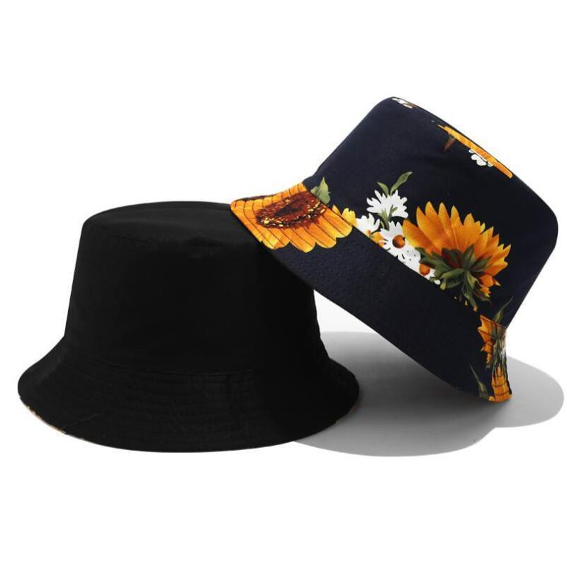 Wholesale Polyester Sunflower Reversible Bucket Hat