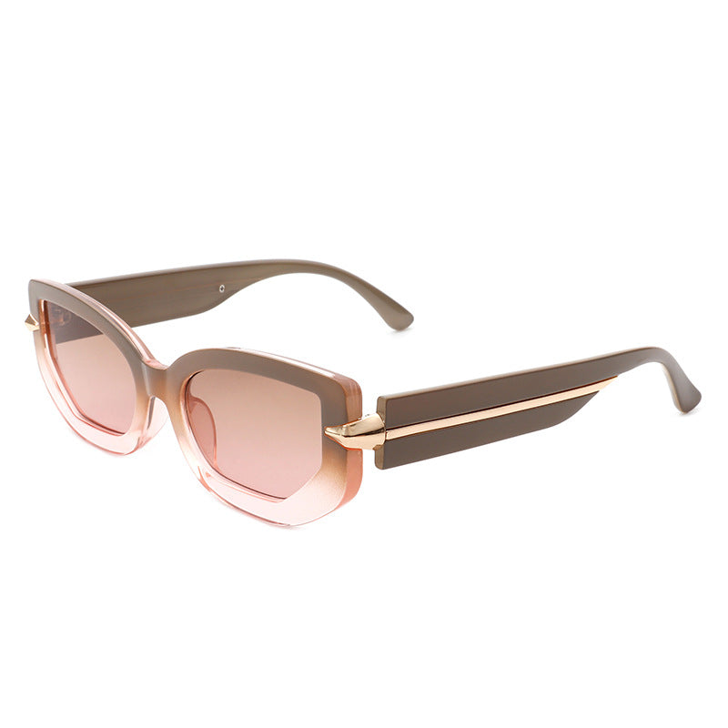 Wholesale PC Small Frame Cat Eye Metal Bar Polygon Sunglasses