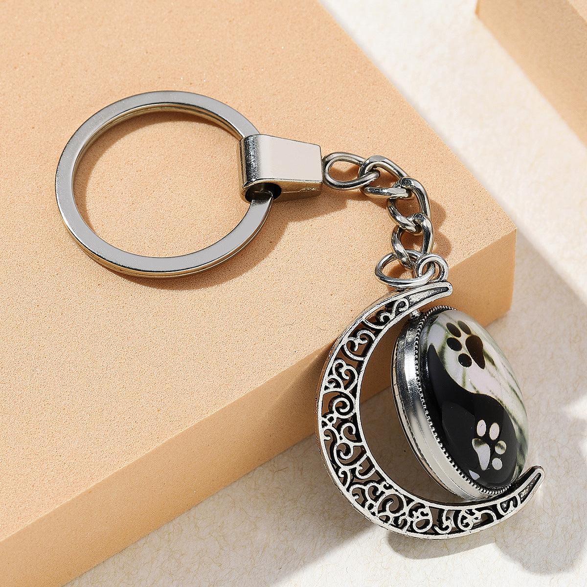 Claw de perro al por mayor Yin Yin Yang Tai Chi Keychain de metal rotable