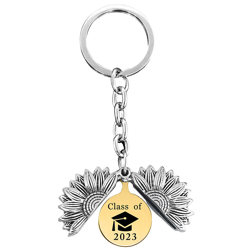 Wholesale Sunflower 2023 Graduation Season Gift Lettering Metal Keychain