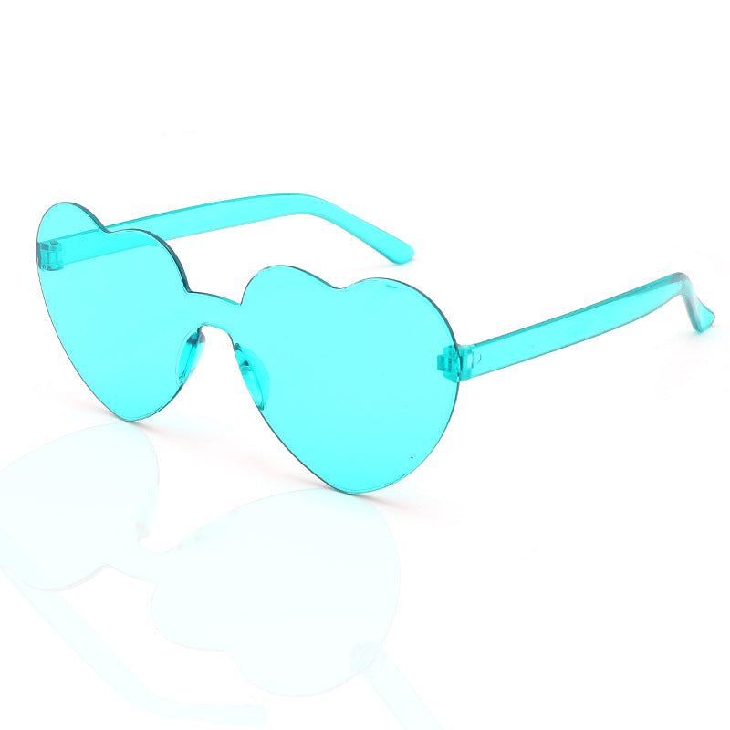 Wholesale Plastic Rimless Heart Shaped One Piece Sunglasses Kids Glasses