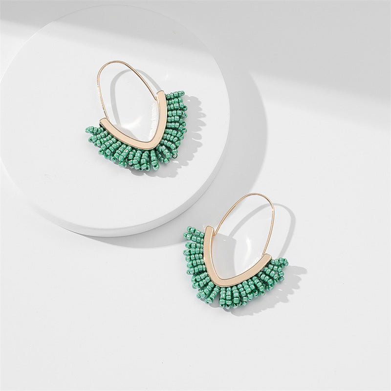 Wholesale V Shape Tassels Rice Beads Earrings