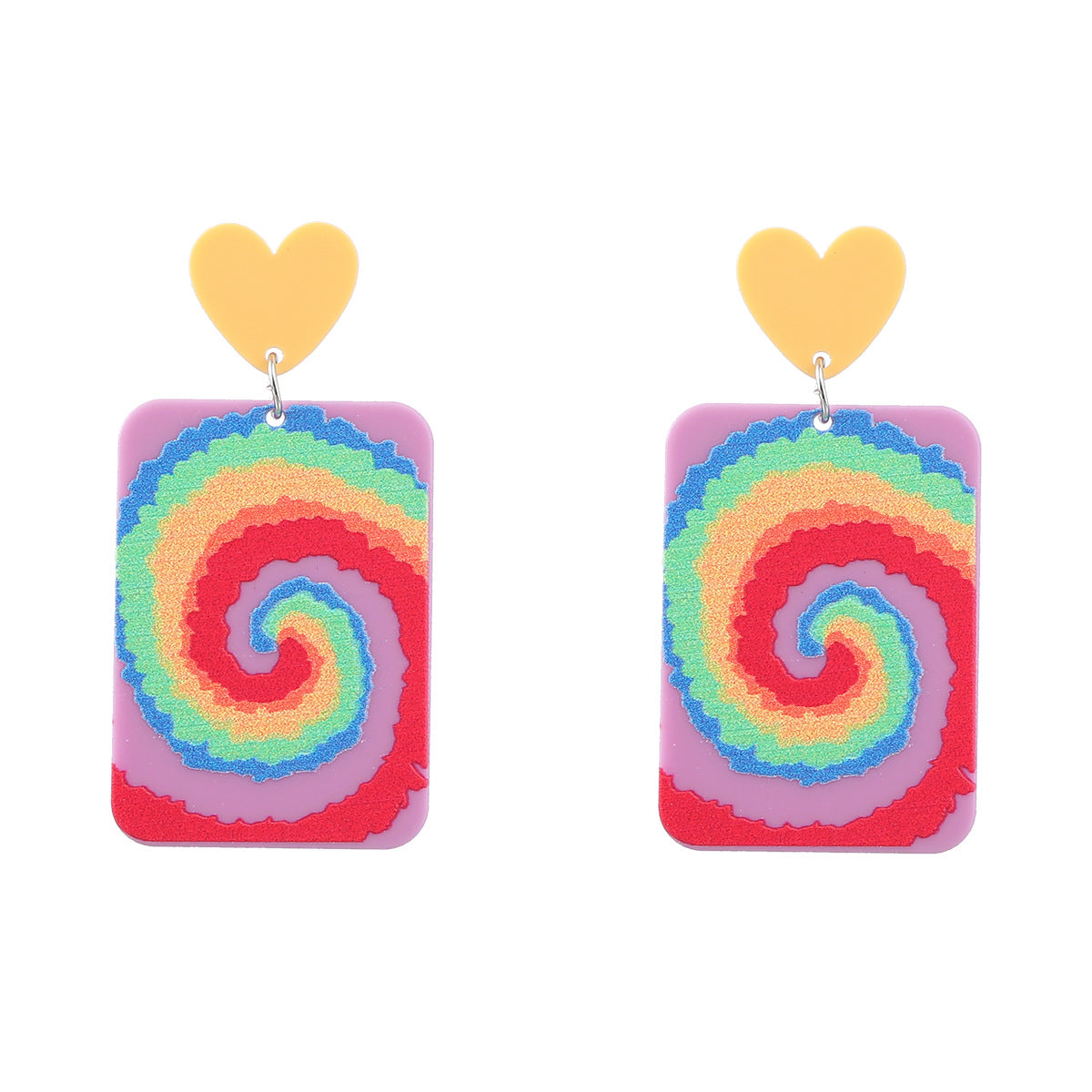 Pendientes De Placa De Ácido Acético Impreso Corazón al por mayor