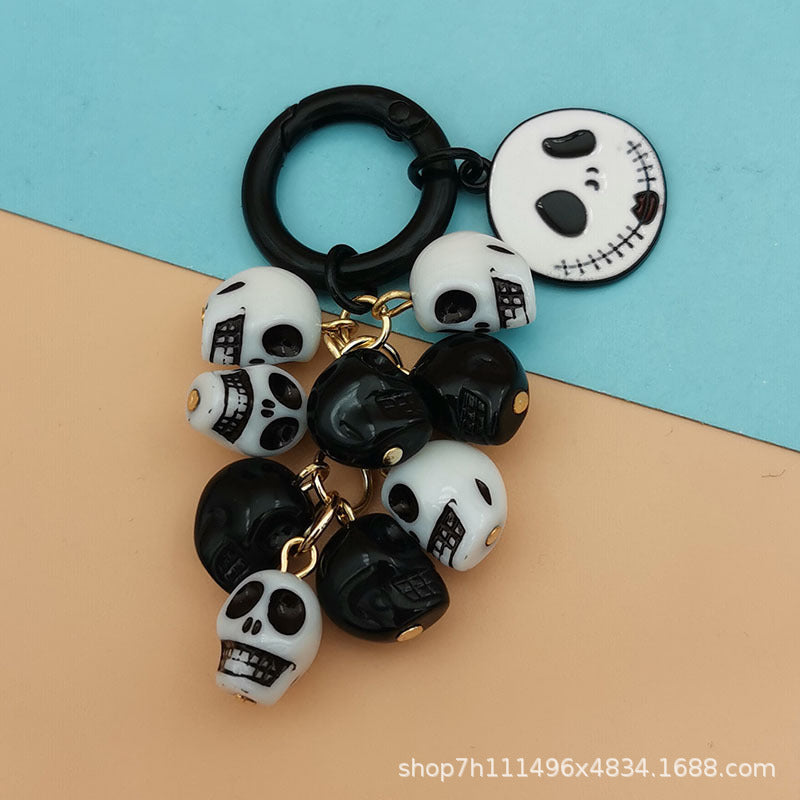 Wholesale Ghost Head Pumpkin Mummy Ghost Cat Skull Halloween Grape Bunch Alloy Keychain
