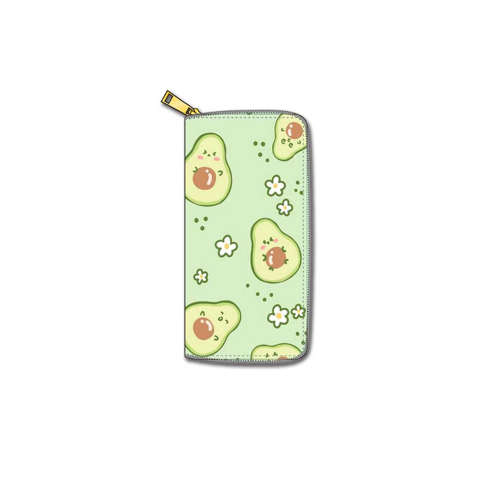 Cartera larga con cremallera de PU de aguacate de dibujos animados al por mayor