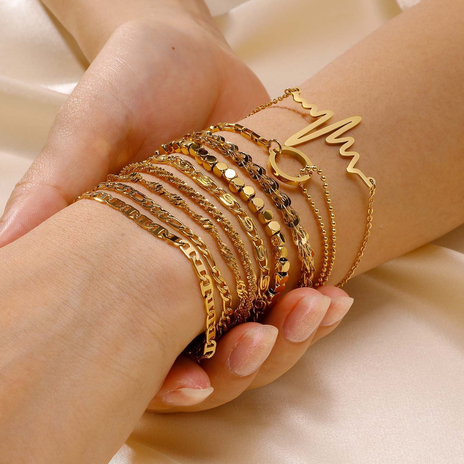 Wholesale Stainless Steel Gold Stacking Bracelet