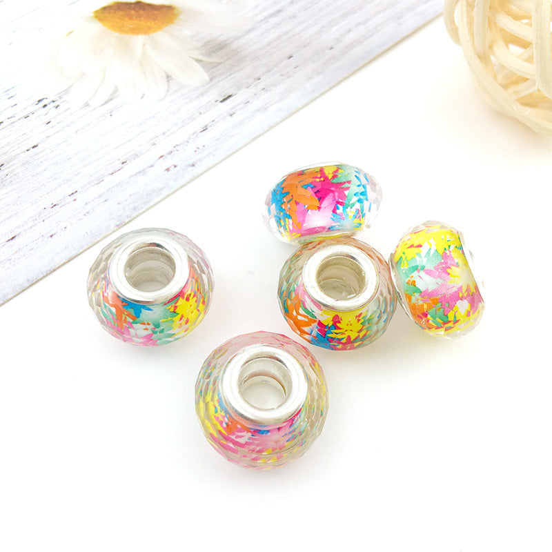Wholesale 50PCS 8x14mm Resin Rainbow Big Hole Beads