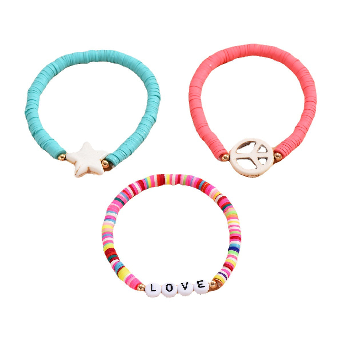 Wholesale Star Multicolored Smoldering Bracele Set of Three