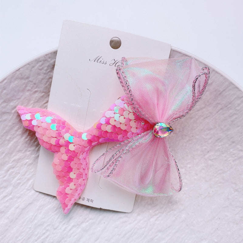 Wholesale Laser Sequins Mermaid Bow Knot Headwear for Kids