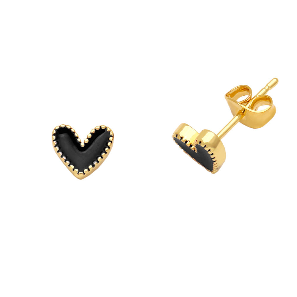 Wholesale Small Heart Gold Plated Copper Ear Studs