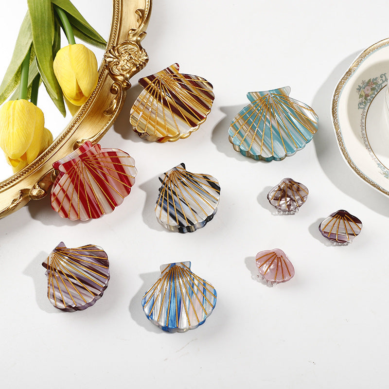 Wholesale Color Striped Acrylic Shell Hair Clips