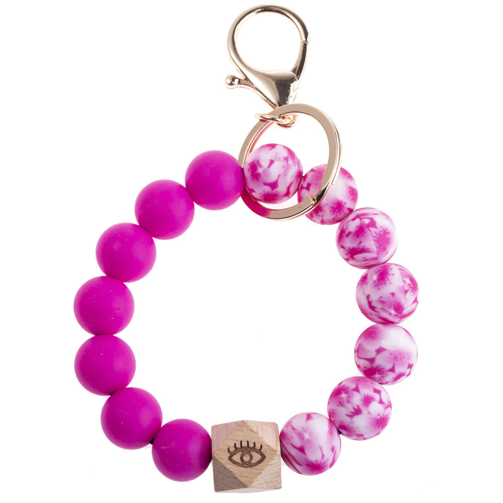 Wholesale Camouflage Silicone Beaded Wrist Keychains
