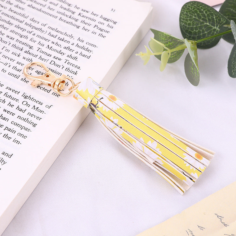 Wholesale PU Pattern Snake Keychain Tassel Pendant