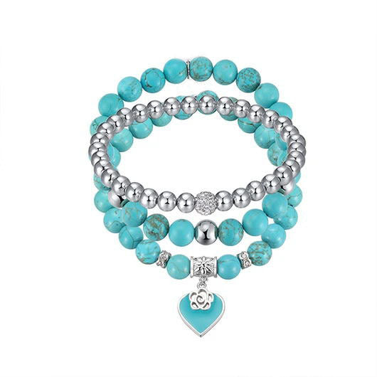Wholesale Turquoise Heart Pendant Alloy Bracelet